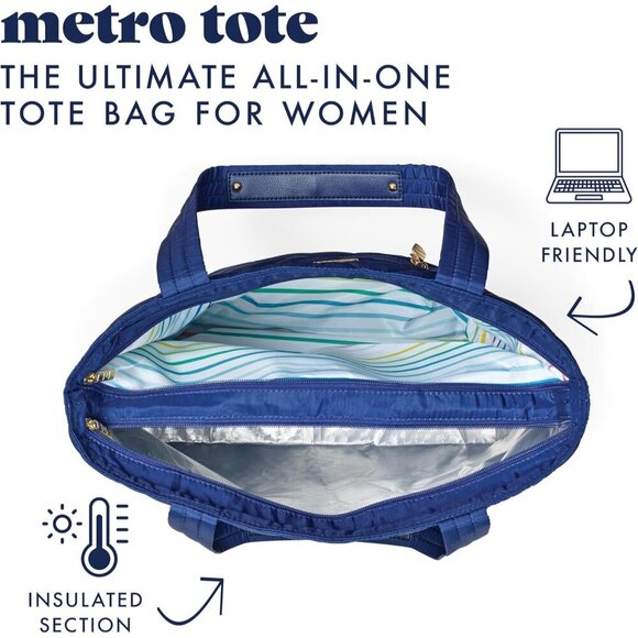 Fit & Fresh Metro 2-in-1 Quilted Tote, Laptop Bag with Insulated Cooler Women - Picture 3 of 9